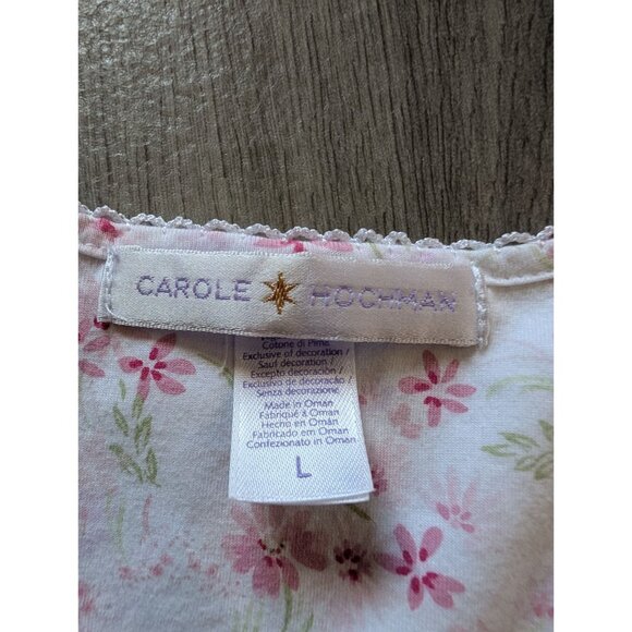 Carole Hochman Pink Floral Lace Trim Nightgown With Pocket & Button Front - Picture 7 of 9